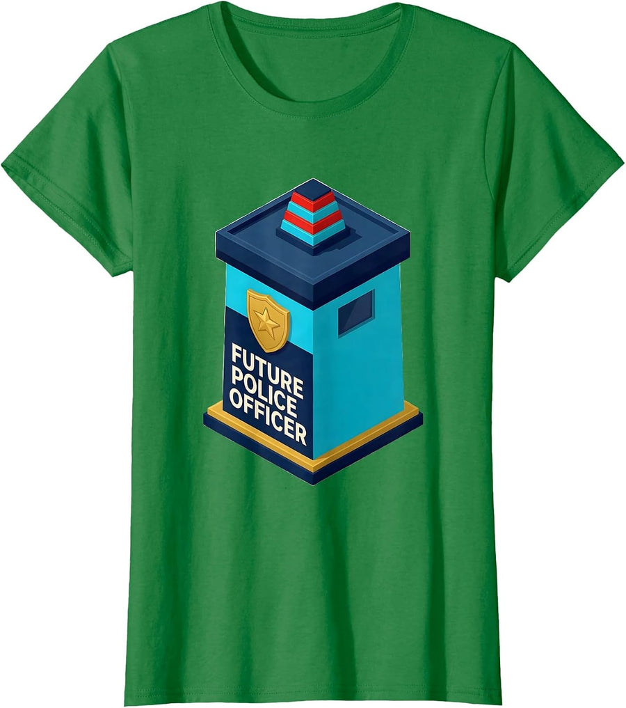 Women's Future Police Officer Kids Police Officer Role Play Costume T-Shirt - Kelly Green
