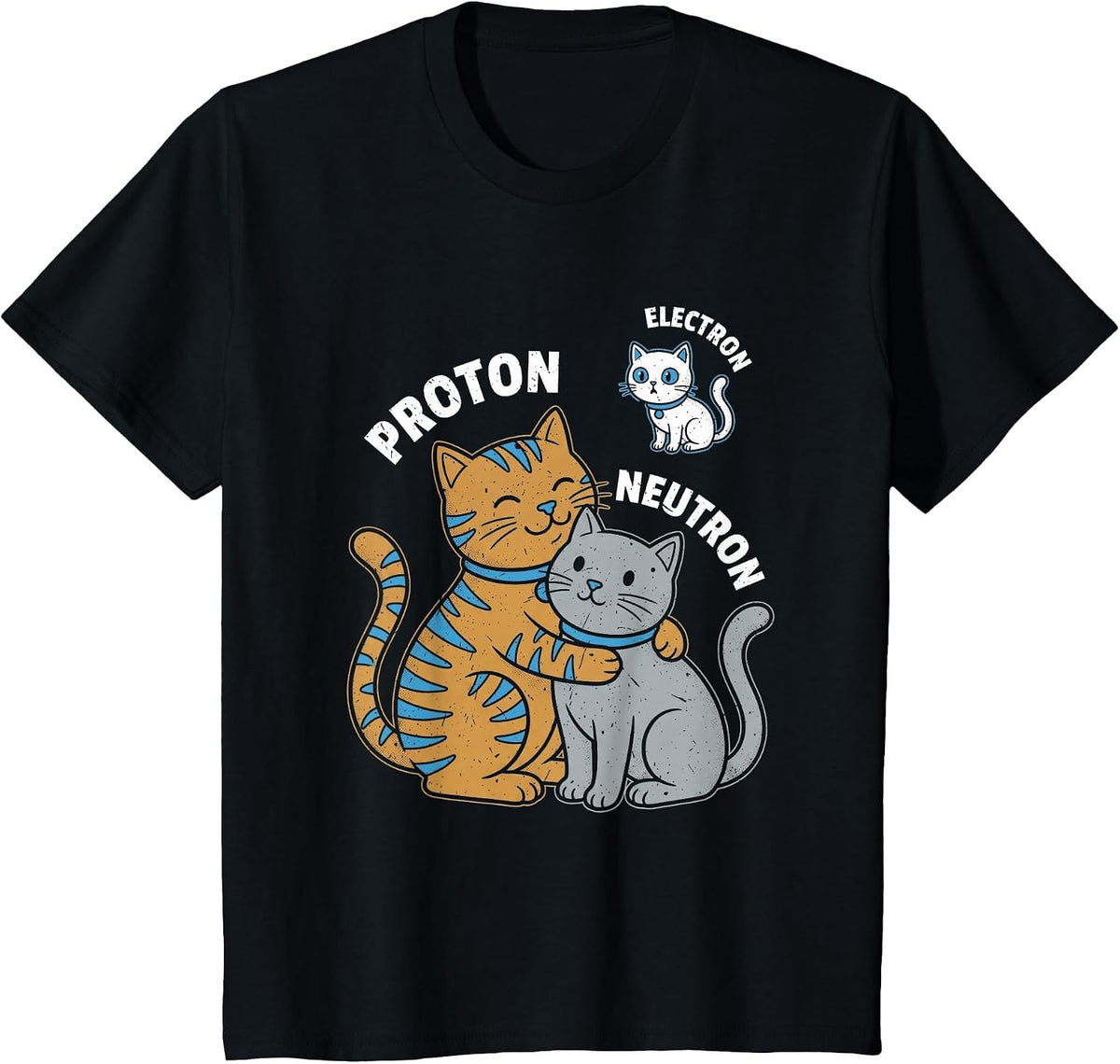 Science Cat Atom Proton Neutron Electron Physics Humor T-Shirt - Black