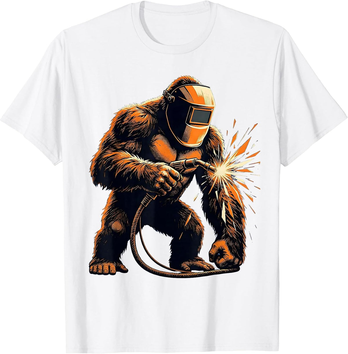 Men's Gorilla Welder MIG Gun Welding Mask Graphic T-Shirt - White