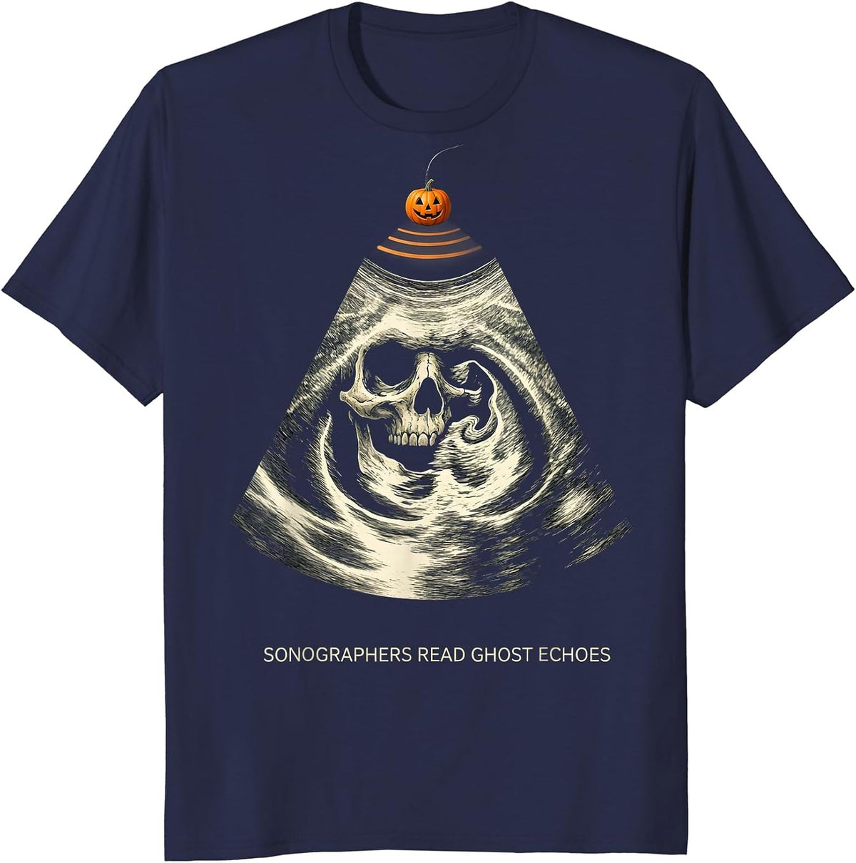 Men's Sonographers Read Ghost Echoes Radiology Tech Halloween T-Shirt - Navy Blue
