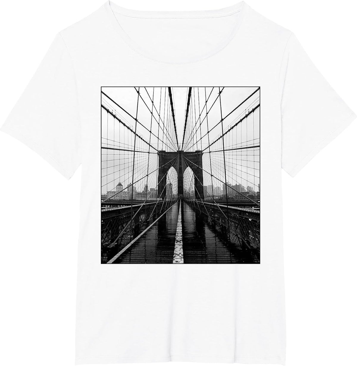 Brooklyn Bridge Photo Art NYC New York City Skyline Brooklyn T-Shirt - White