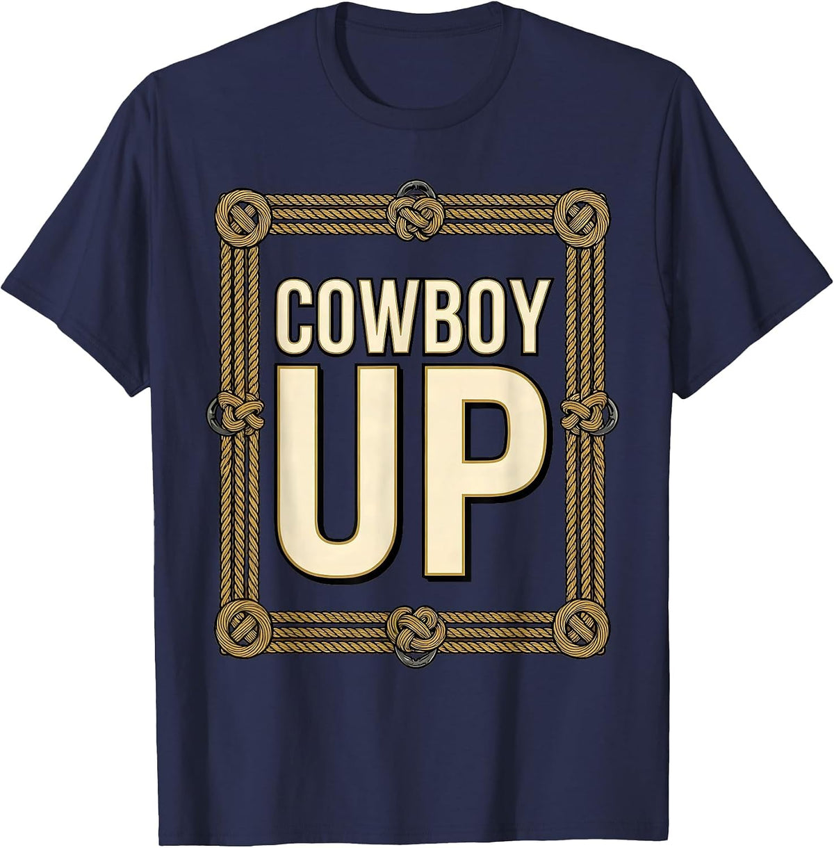 Men's Cowboy Up Western Rodeo Graphic Design T-Shirt - Navy Blue