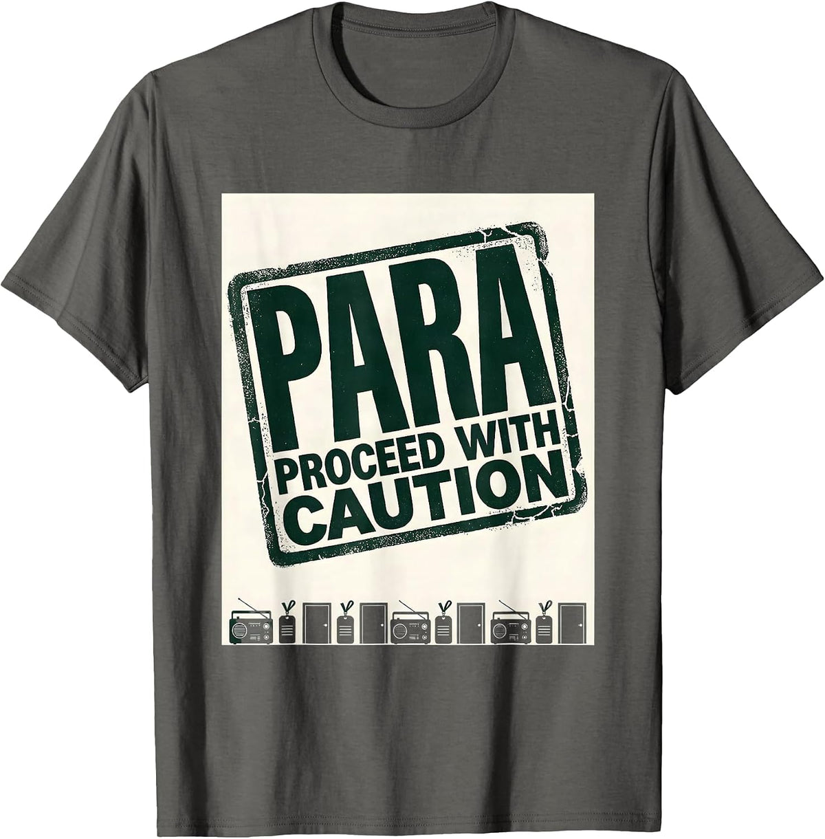 Para Proceed With Caution Rubber Stamp Paraprofessional T-Shirt - Asphalt Grey