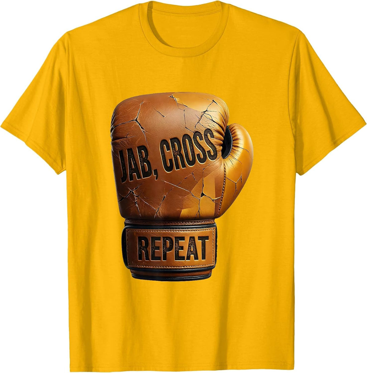 Jab Cross Repeat Boxing Gym Training Design T-Shirt - Golden Yellow