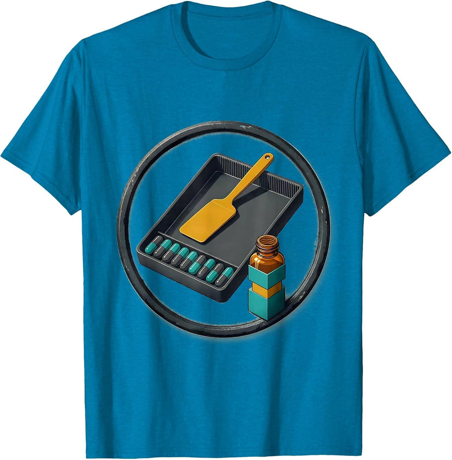 Counting Tray Pharmacy Tech Midcentury Modern T-Shirt - Sapphire Blue