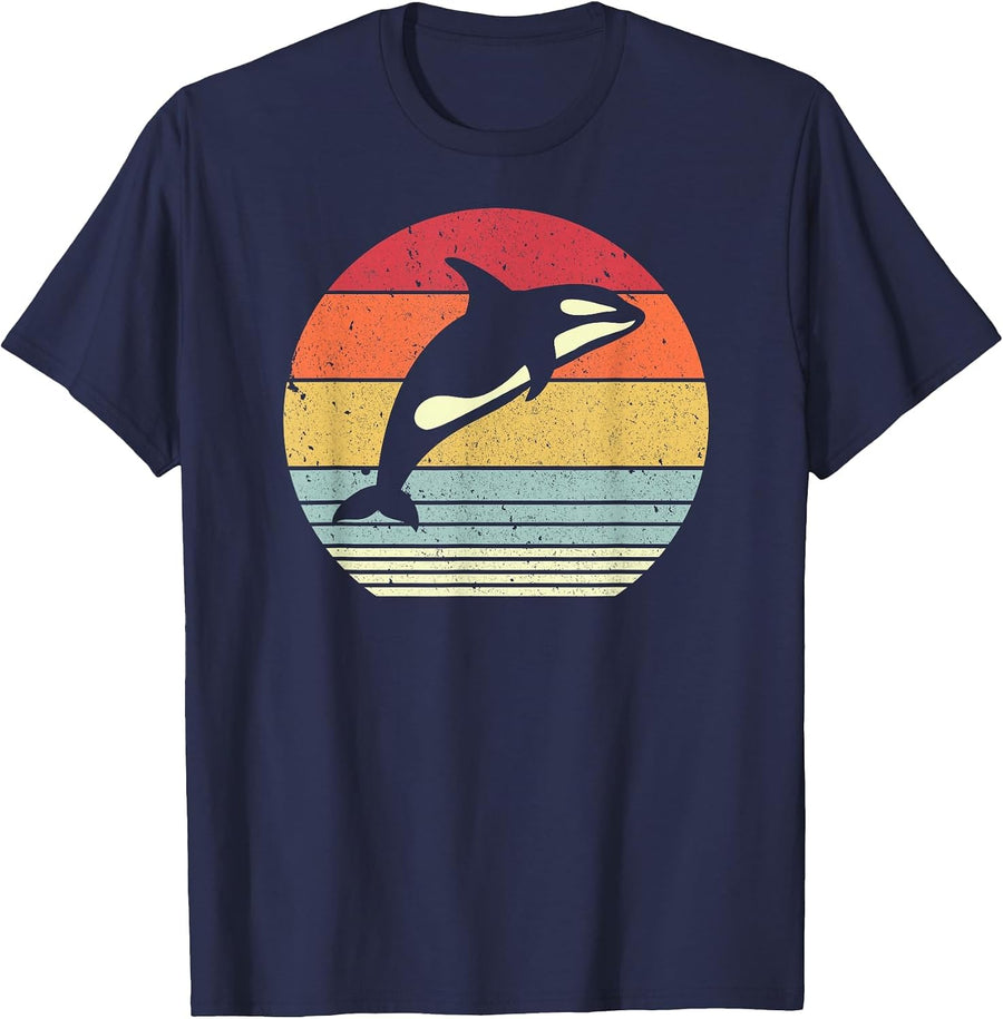 Orca Killer Whale Shirt Vintage T-Shirt - Navy Blue