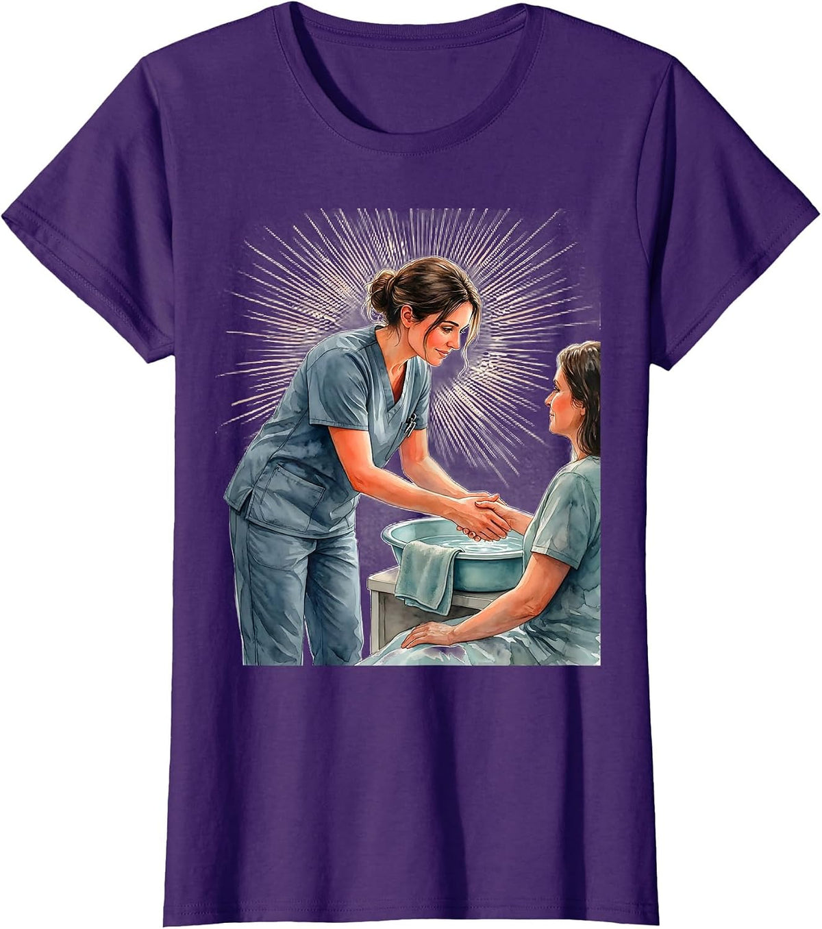 Patient Care Technician Watercolor Appreciation Week Gift T-Shirt - Purple
