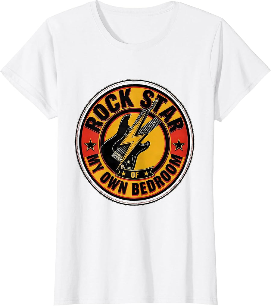 Women's Rock Star Of My Own Bedroom Funny Rock Fan Music Lover T-Shirt - White
