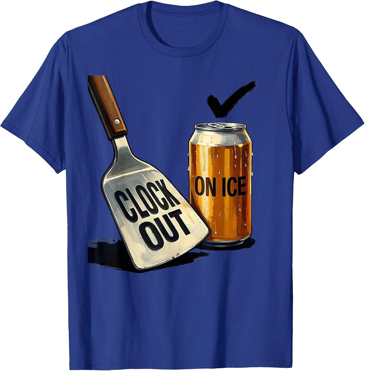 Clock Out On Ice Funny Grill Beer Humor Labor Day Cookout T-Shirt - Royal Blue
