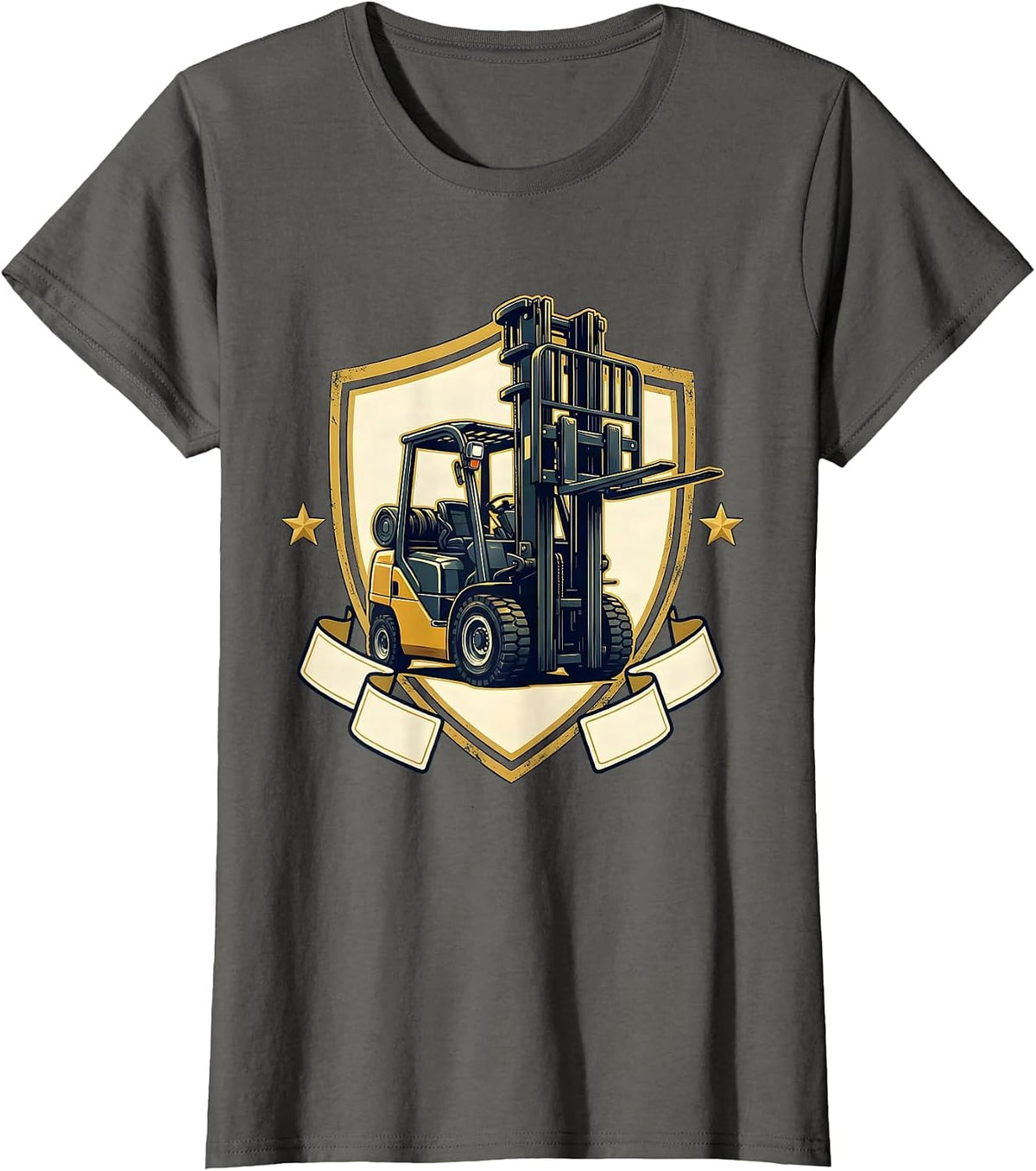 Women's Forklift Operator Emblem Humor Gift T-Shirt - Asphalt Grey