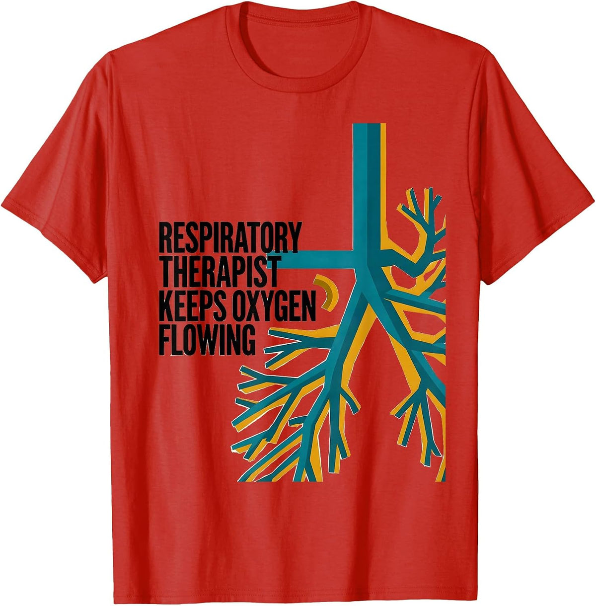 Men's Respiratory Therapist Keeps Oxygen Flowing Midcentury Modern T-Shirt - Red