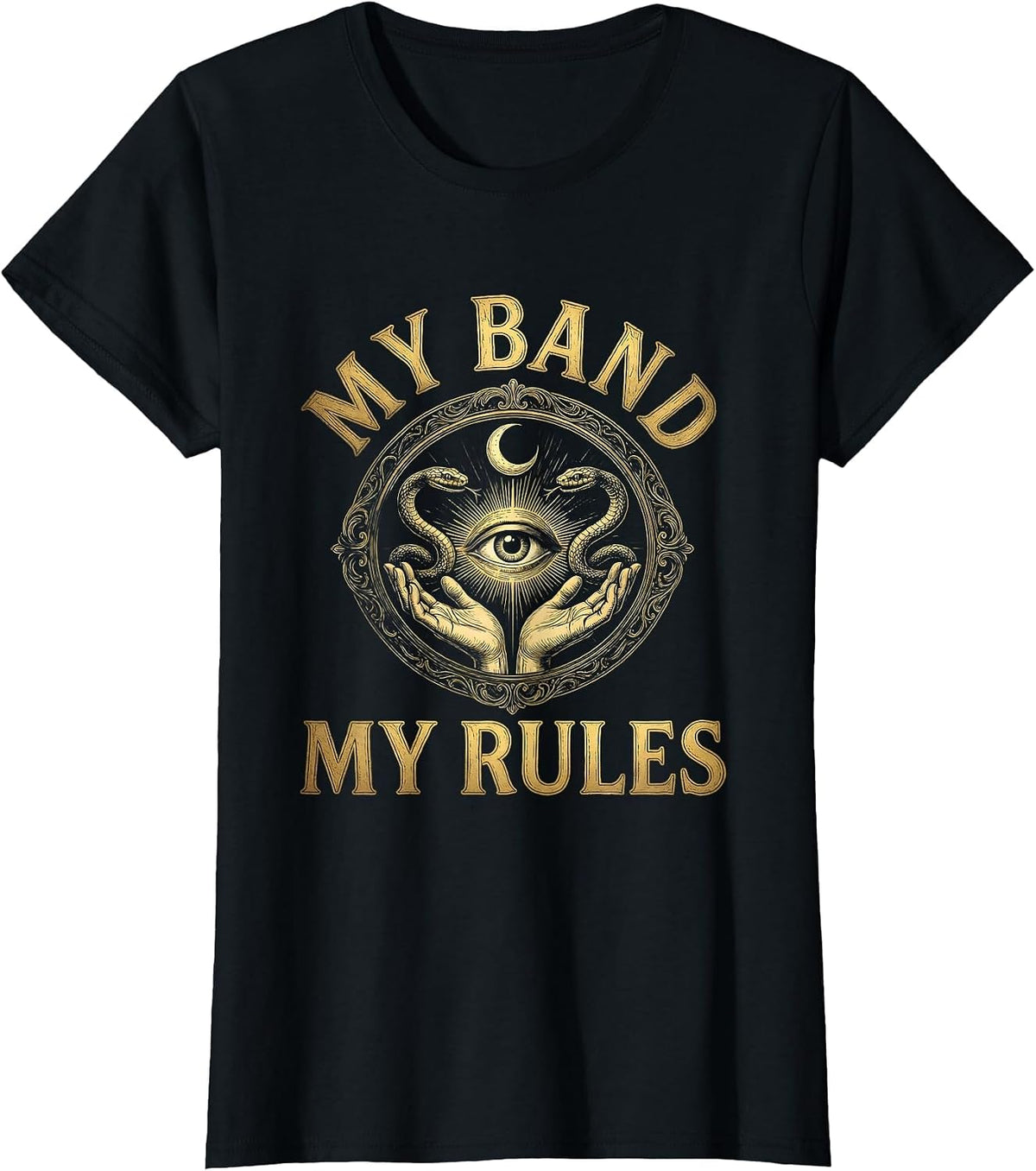 Women's My Band My Rules Bold Music Graphic Design T-Shirt - Black