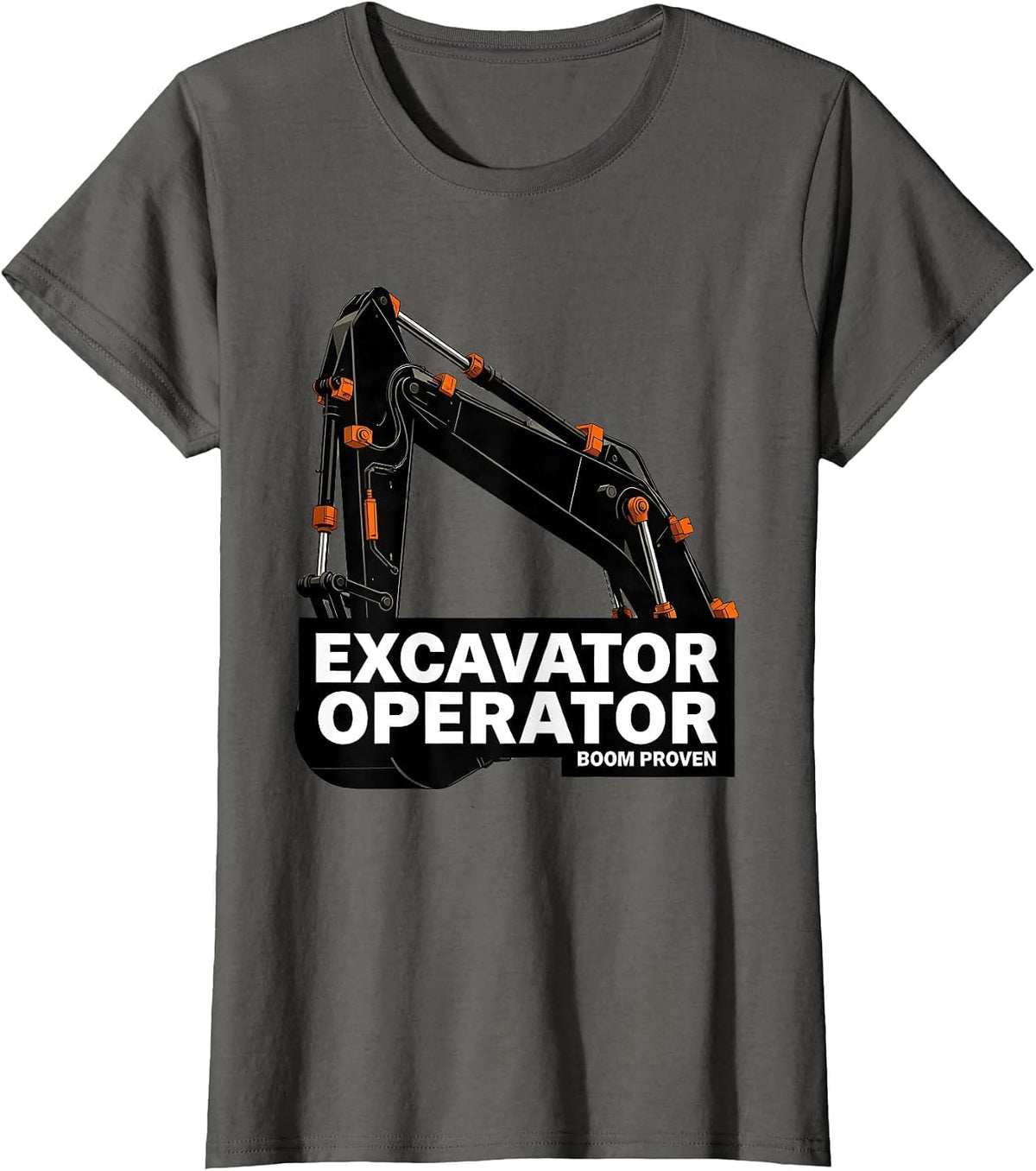 Women's Excavator Operator Boom Proven Brutalist Graphic Heavy T-Shirt - Asphalt Grey