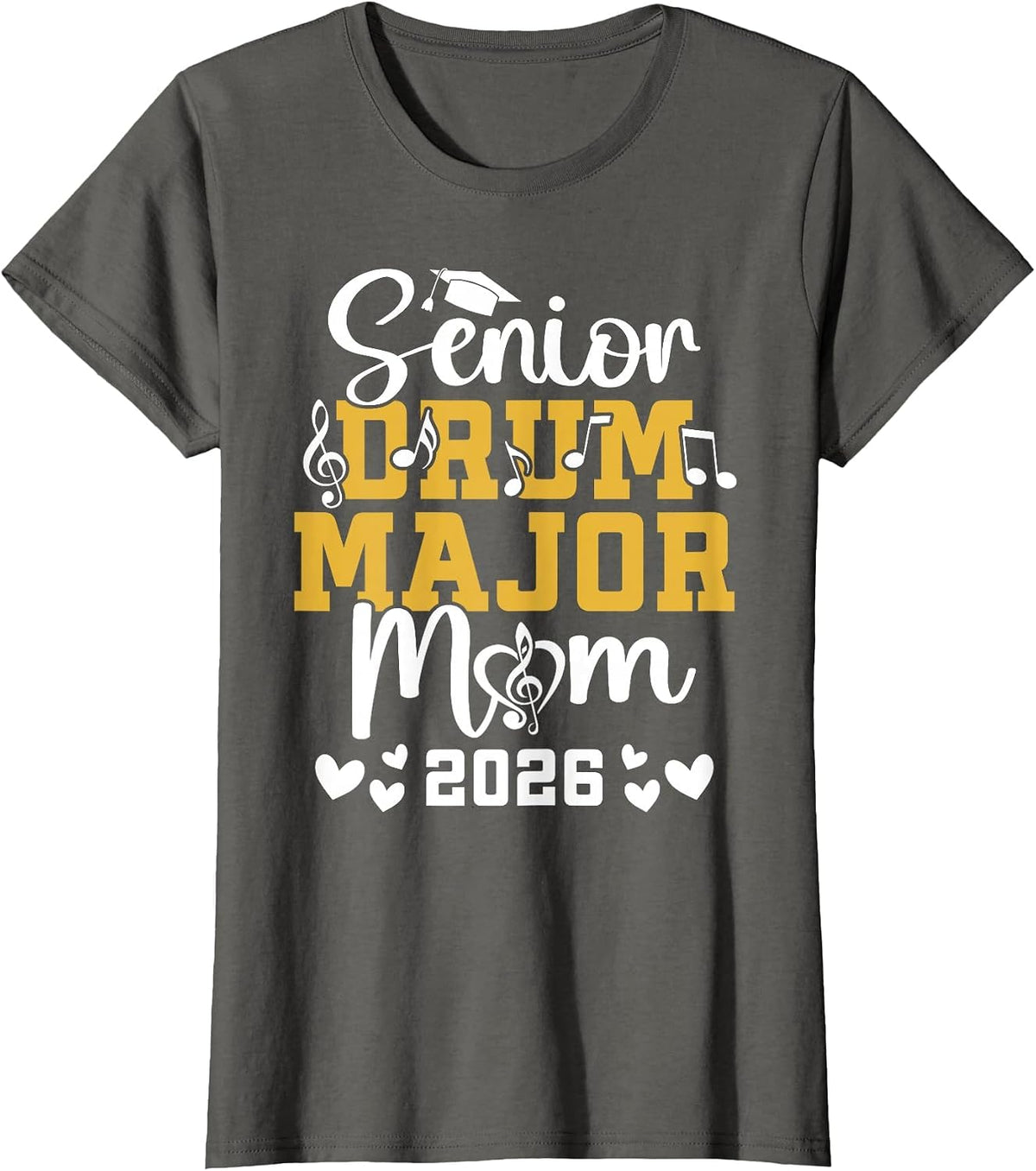 Drum Major Senior Mom 2026 Senior Marching Band Mom 2026 T-Shirt - Asphalt Grey