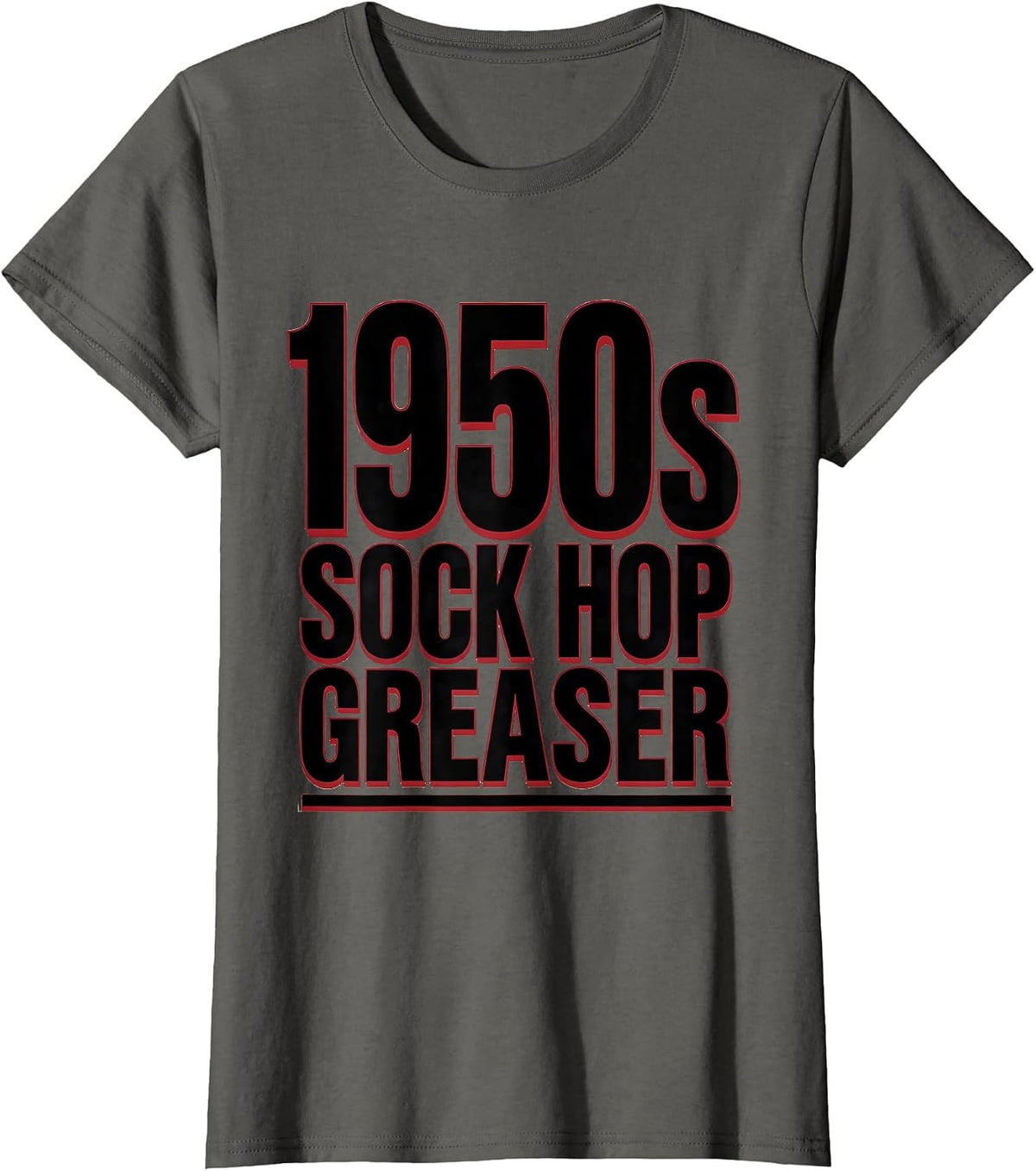 Women's 1950s Sock Hop Greaser Retro Rockabilly Party Costume T-Shirt - Asphalt Grey