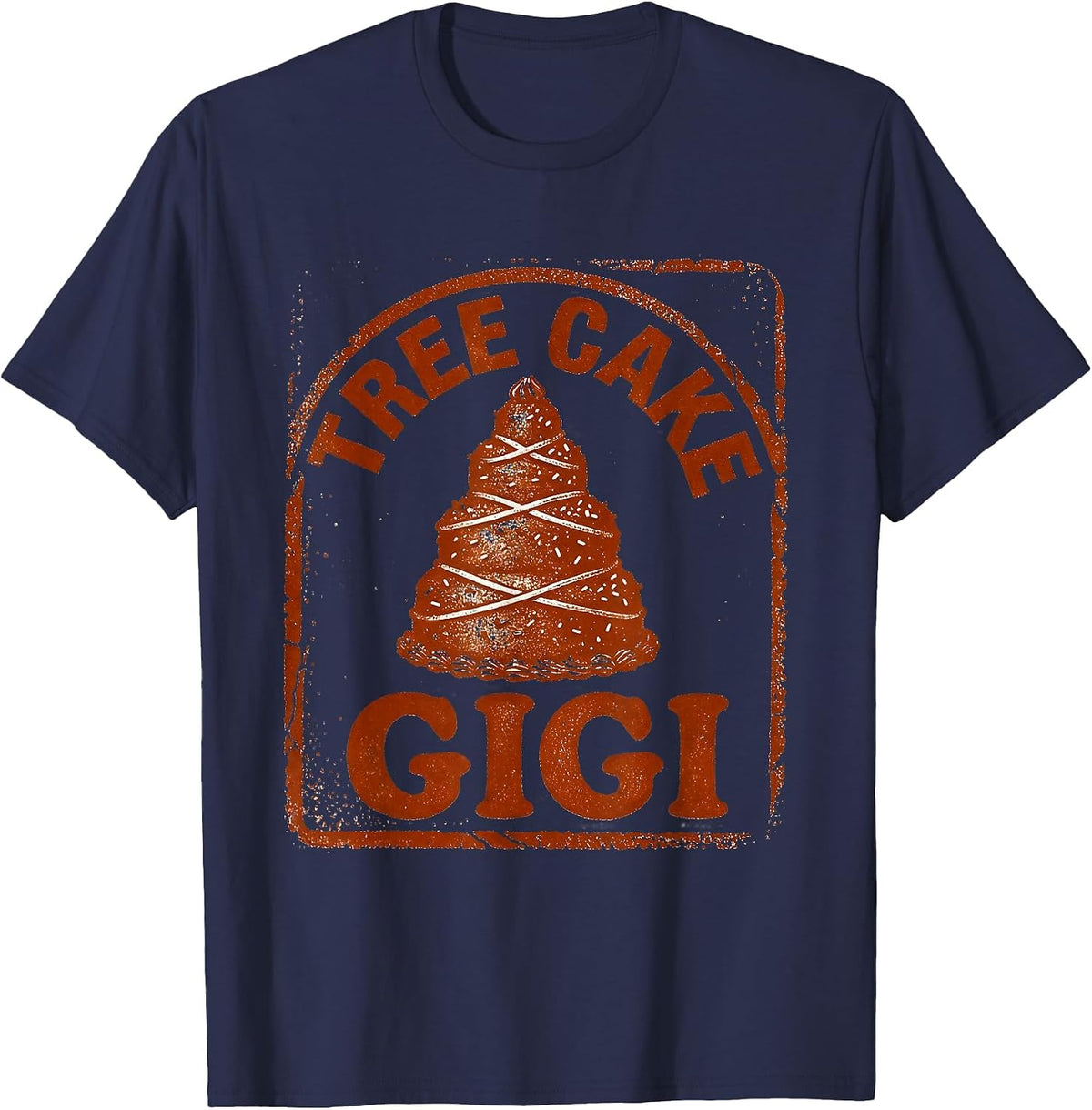 Tree Cake Gigi Retro Christmas Tree Snack Cake Humor T-Shirt - Navy Blue