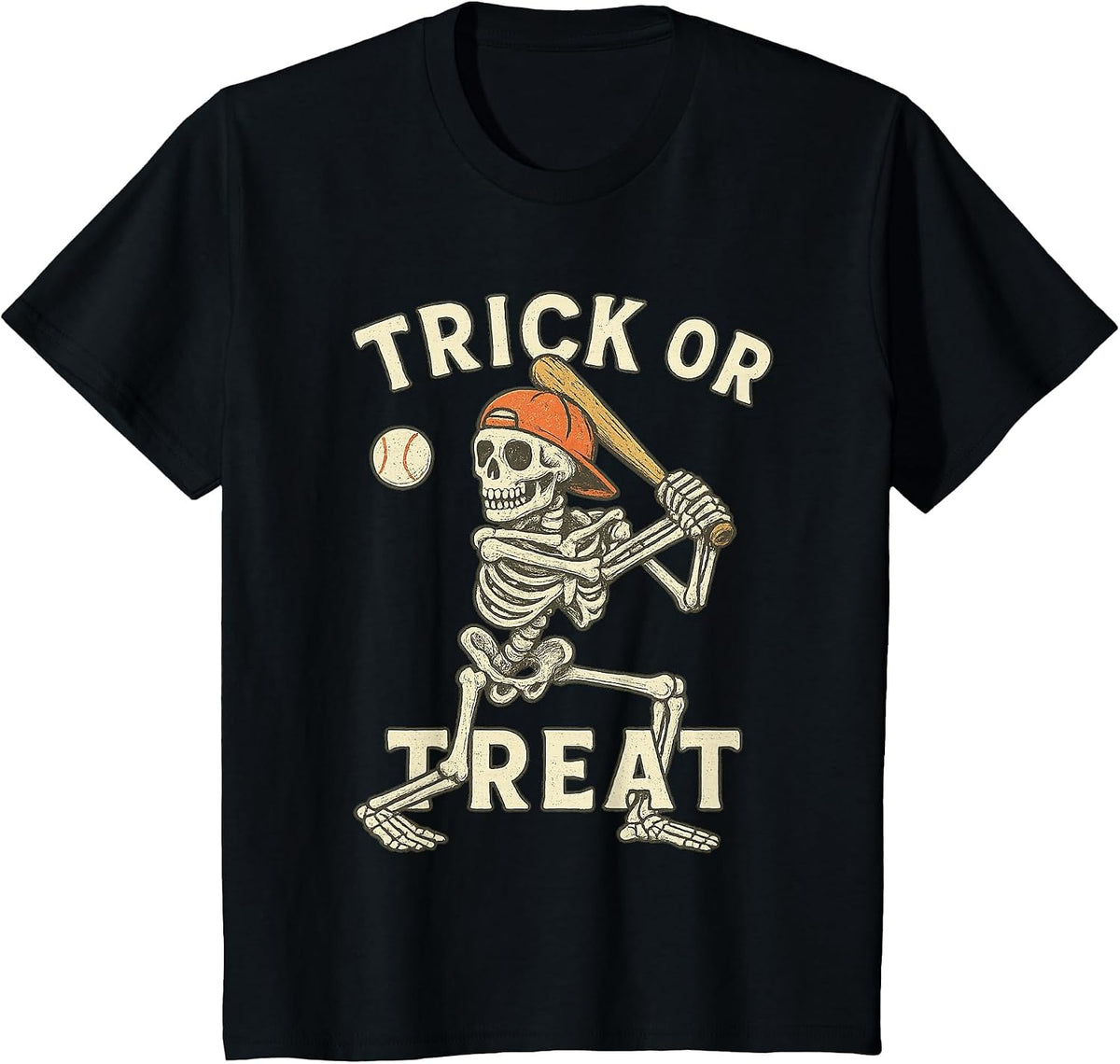 Skeleton Baseball Halloween Costume Funny Men Boys Kids Tee T-Shirt - Black