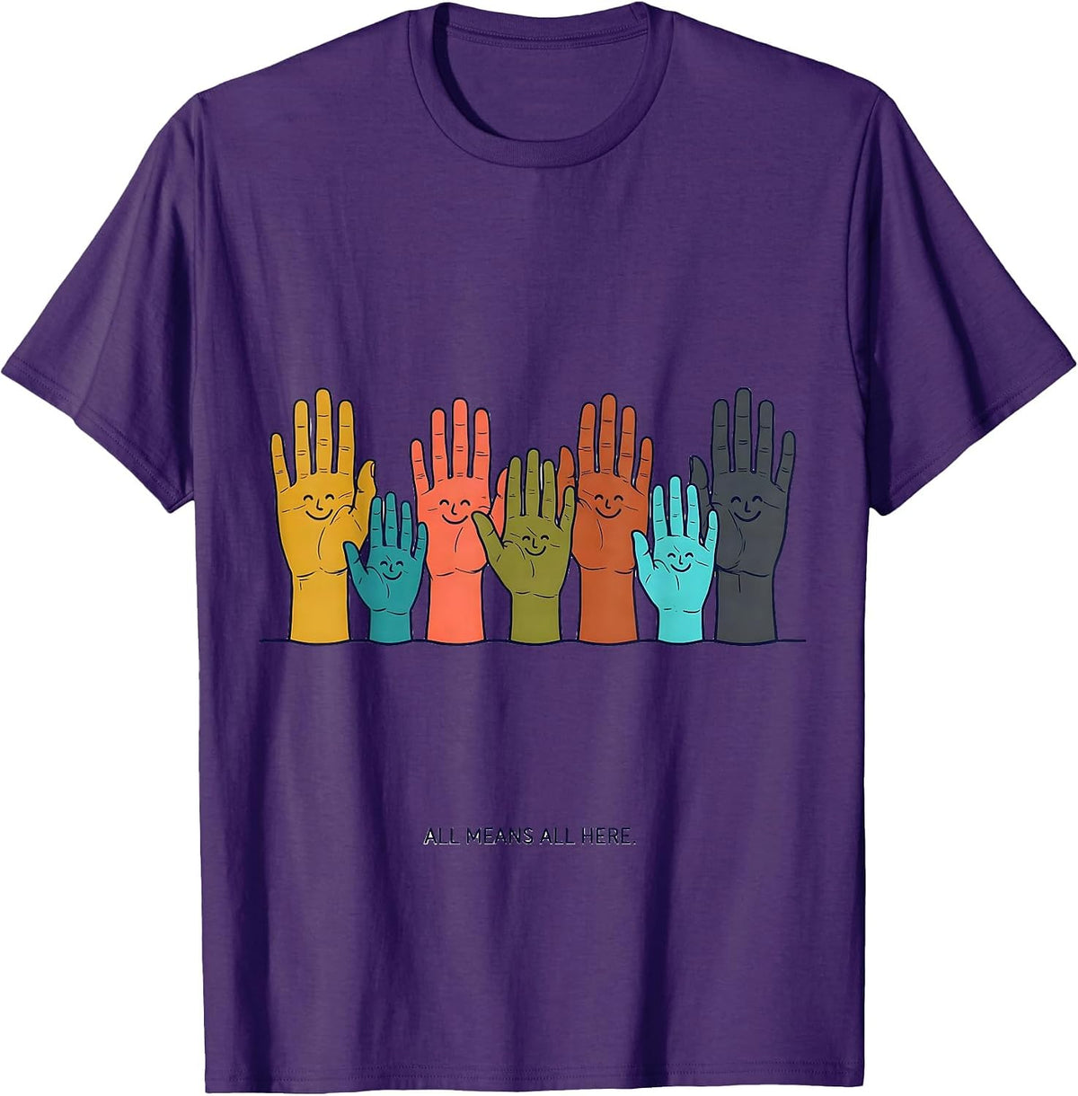 Men's All Means All Here Special Education Teacher Inclusion T-Shirt - Purple