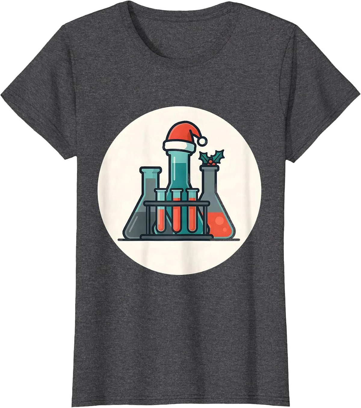 Women's Lab Tech Christmas Squad Funny Pharmacy Technician Badge T-Shirt - Dark Heather Grey