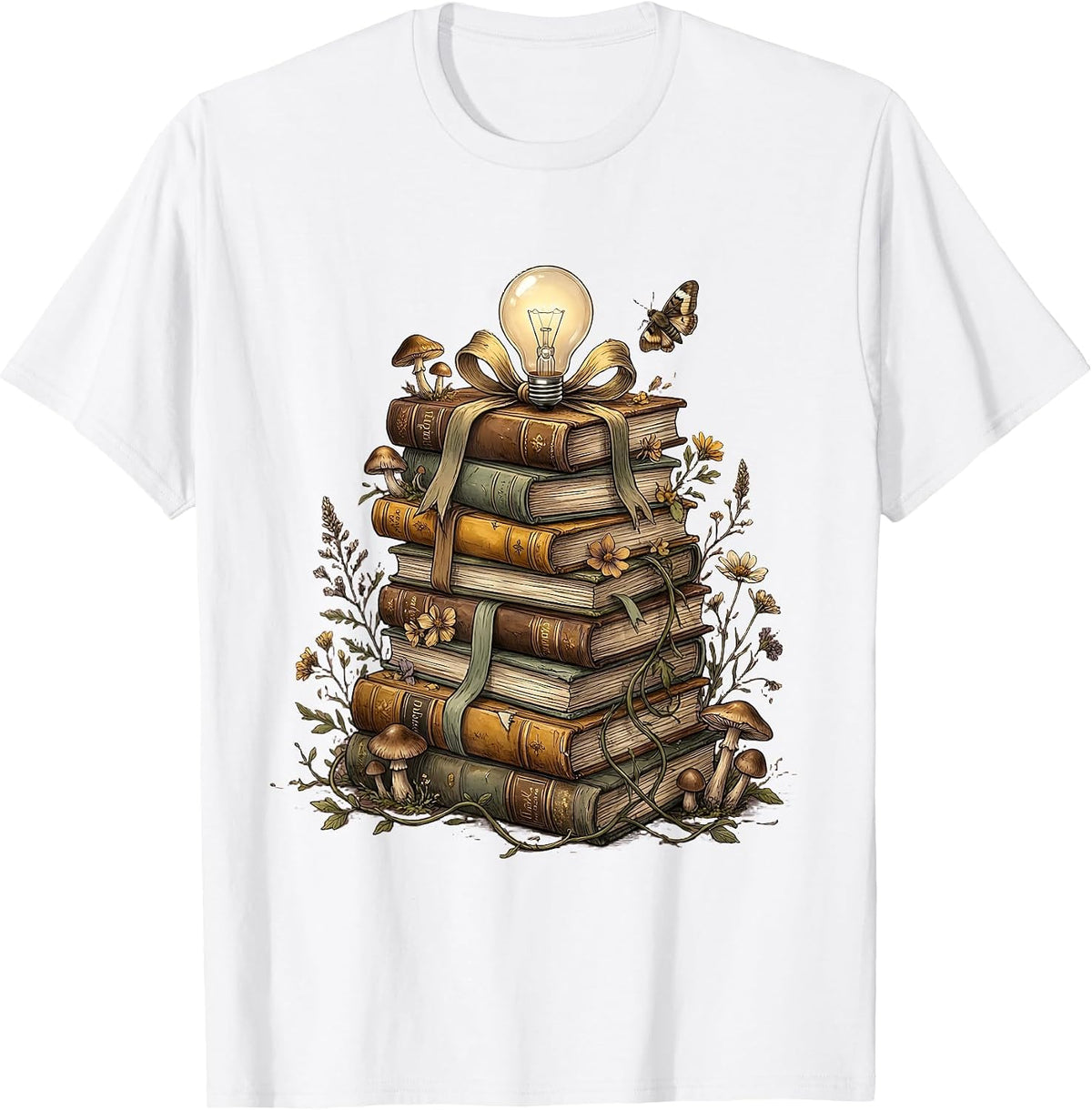 Beautiful Day for Learning Stack of Books Lightbulb T-Shirt - White