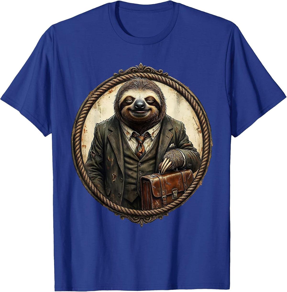 Sloth in Business Suit Funny Office Animal T-Shirt - Royal Blue