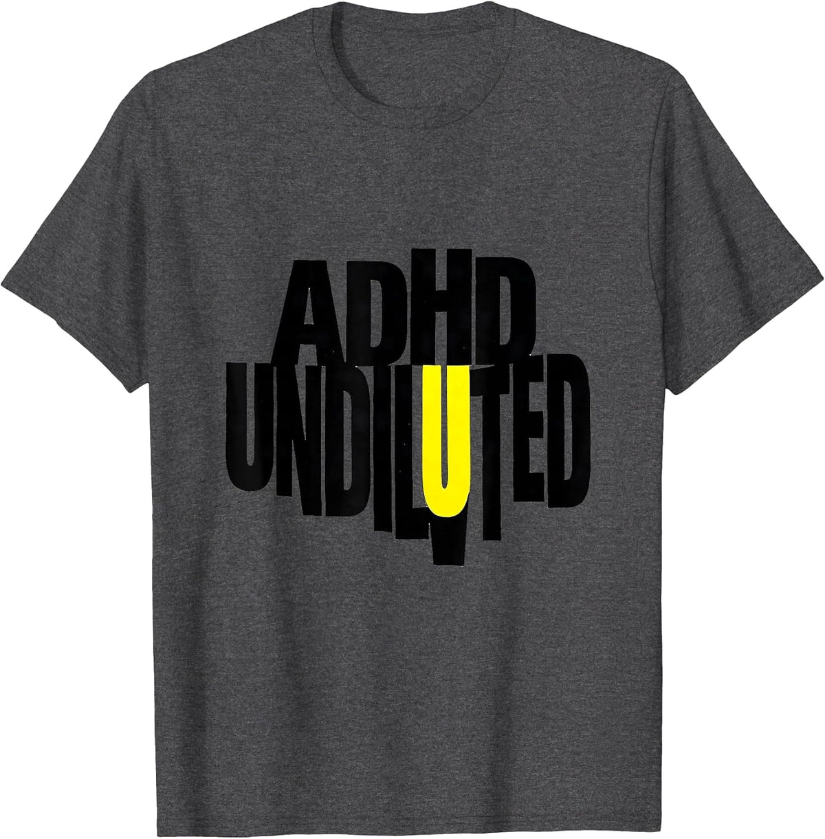 ADHD Undiluted Stencil Graphic Neurodiversity Awareness T-Shirt - Dark Heather Grey
