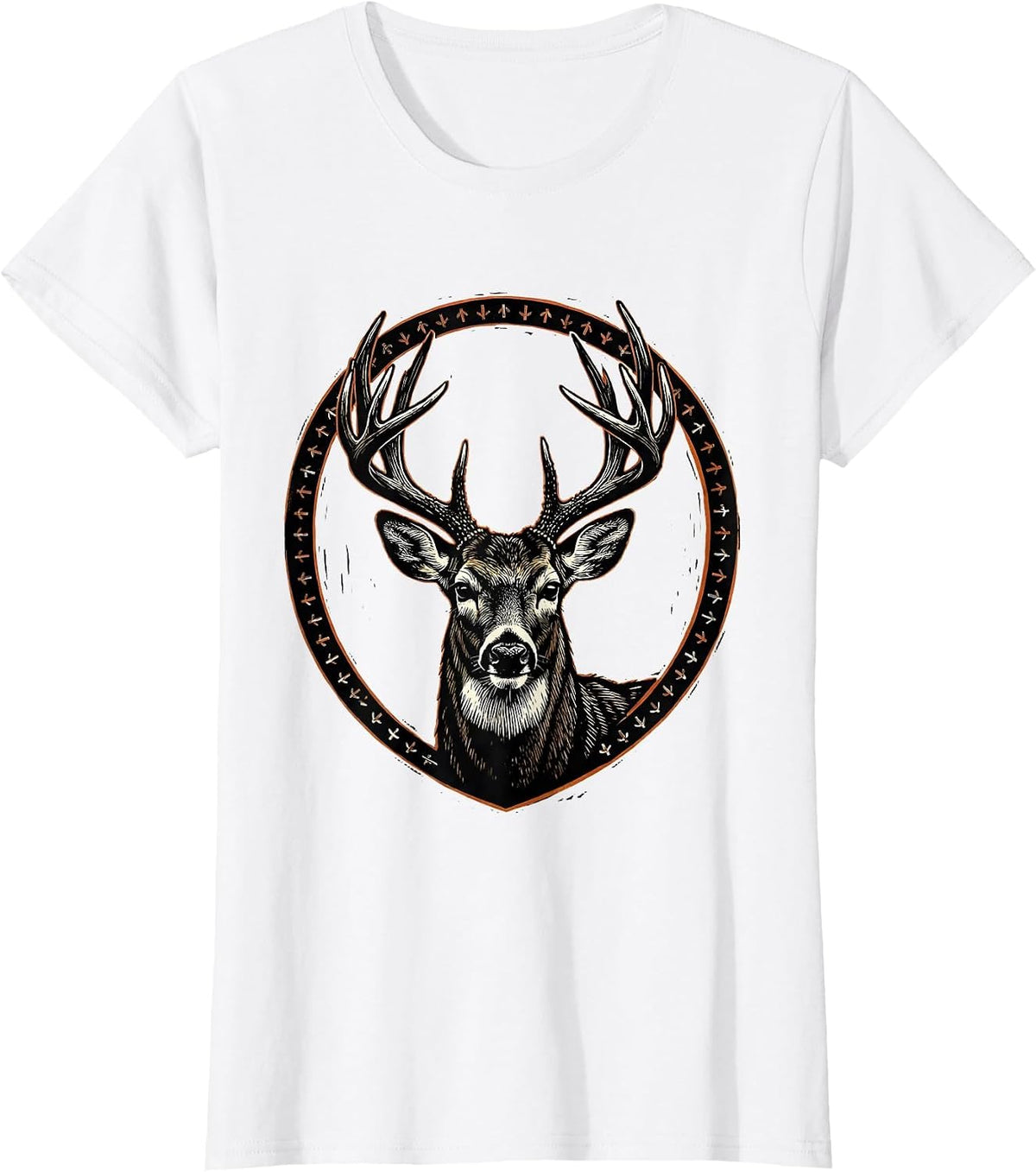 Women's Whitetail Antler Shield Funny Deer Hunter Dad Gift T-Shirt - White