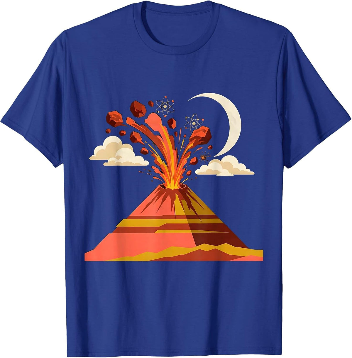 Mount Etna Night Eruption Italy Volcano T-Shirt - Royal Blue