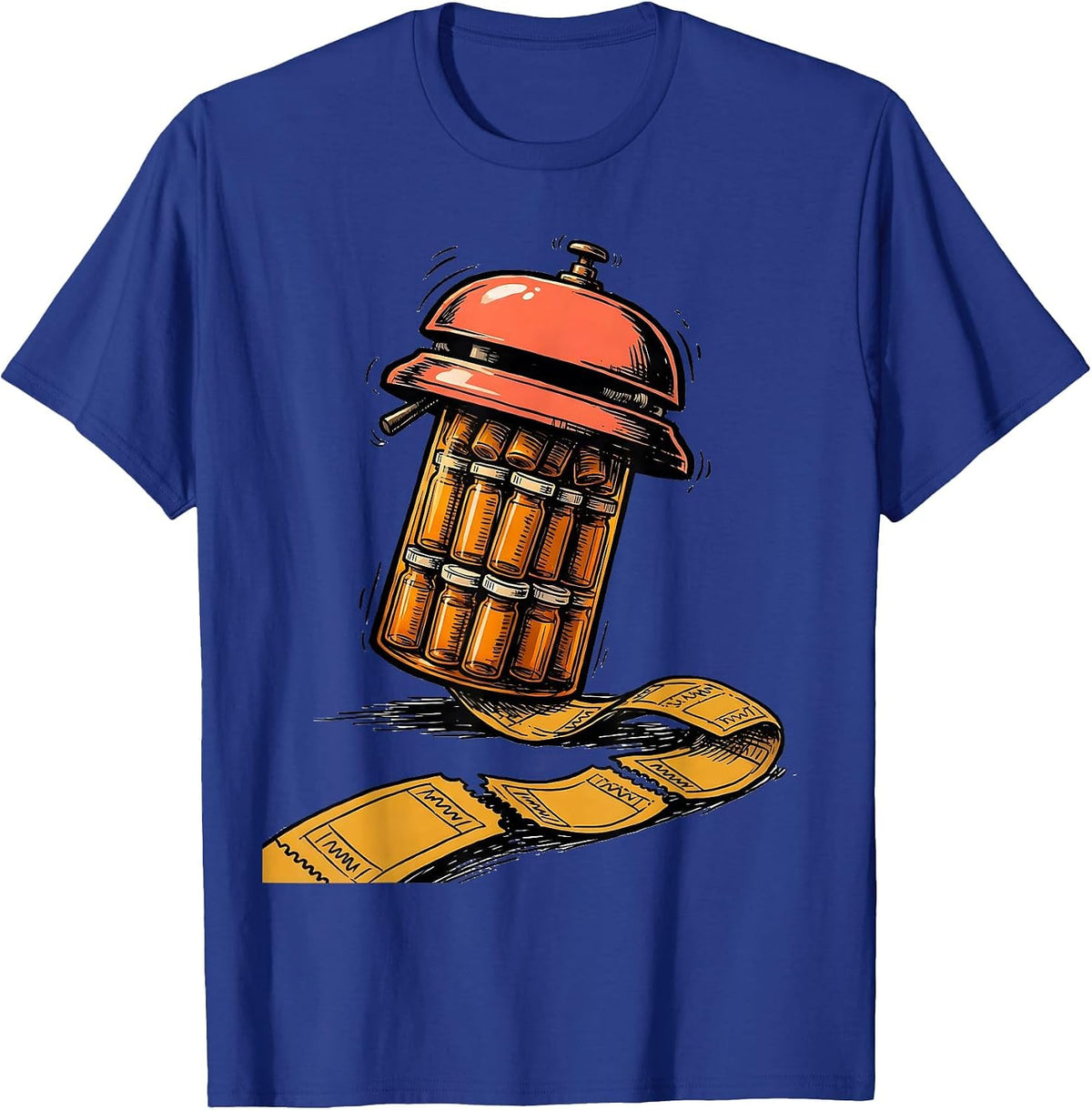Men's Counter Bell Pharmacy Tech Occupational Humor T-Shirt - Royal Blue