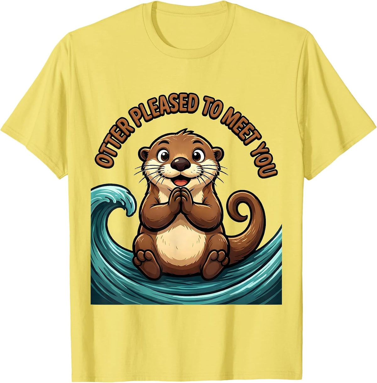 Men's Otter Pleased To Meet You Funny Otter Lover Gift For Animal T-Shirt - Lemon Yellow