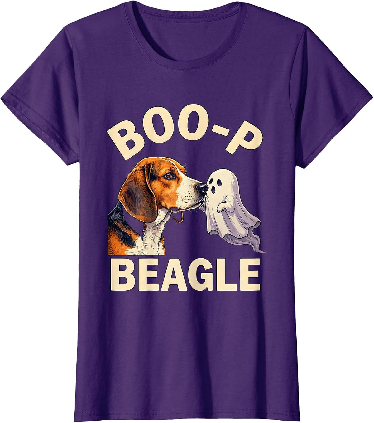 Women's Boo-P Beagle Funny Ghost Dog Lover Halloween Costume T-Shirt - Purple