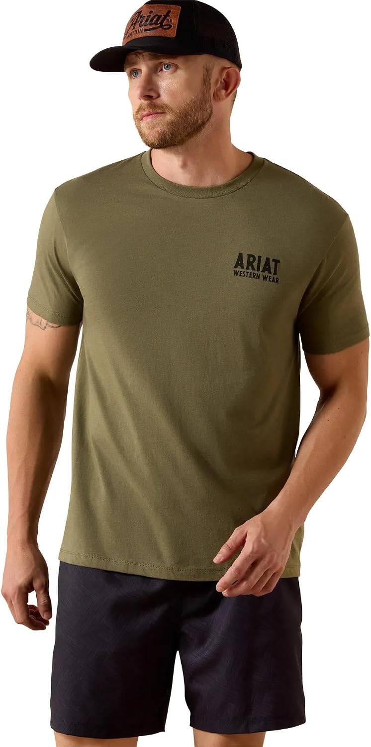 ARIAT Men's Outline Shop T-Shirt - Military Heather