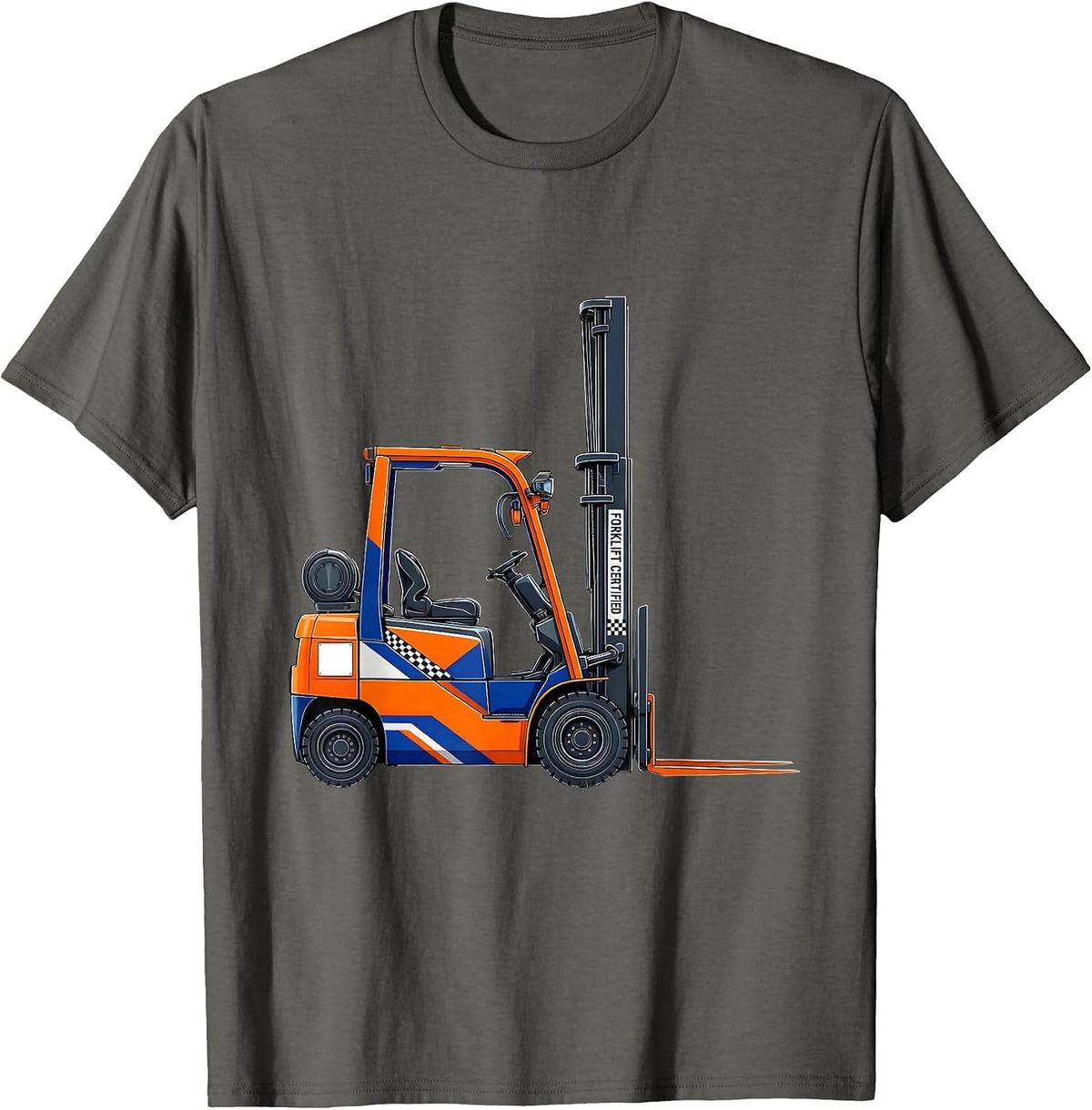 Men's Forklift Certified Funny Construction Worker Heavy Equipment T-Shirt - Asphalt Grey