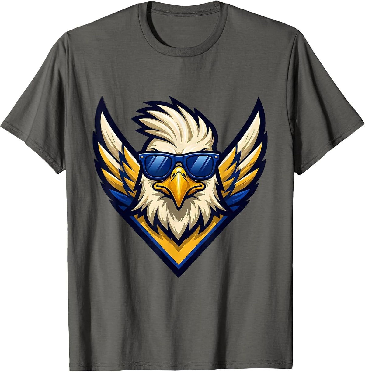 Bald Eagle Mascot Sunglasses Eagle Fan Novelty T-Shirt - Asphalt Grey