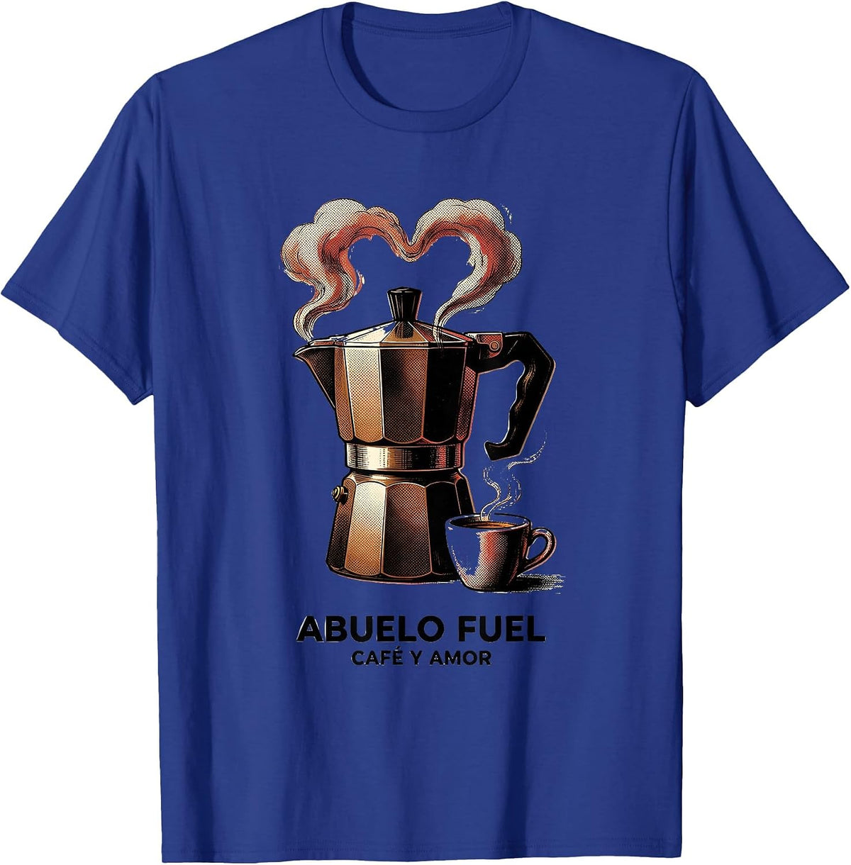 Abuelo Fuel Cafe y Amor Grandpa Design T-Shirt - Royal Blue
