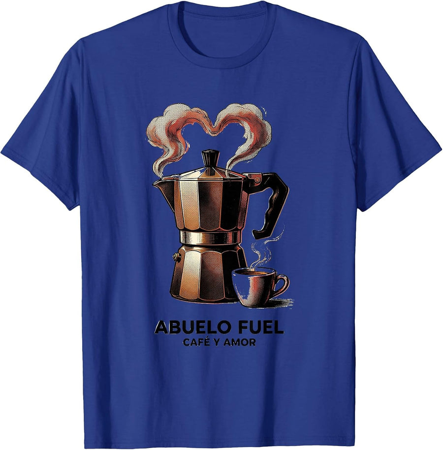 Abuelo Fuel Cafe y Amor Grandpa Design T-Shirt - Royal Blue