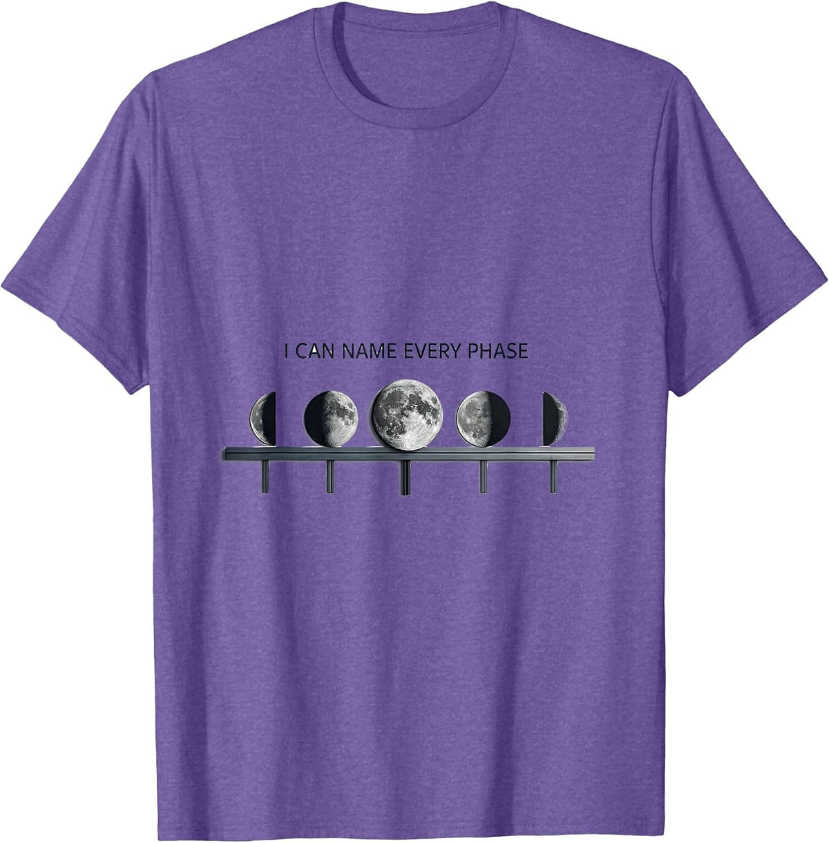 Men's I Can Name Every Phase Astronomy Lunar Cycle Celestial T-Shirt - Purple Heather