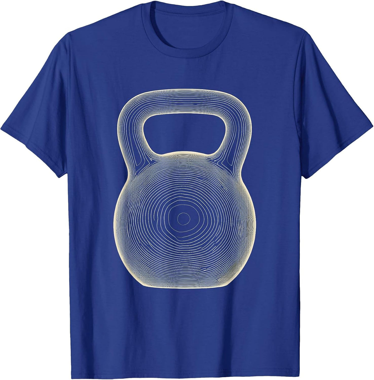 Topographic Kettlebell Gym Workout Humor Weightlifting T-Shirt - Royal Blue