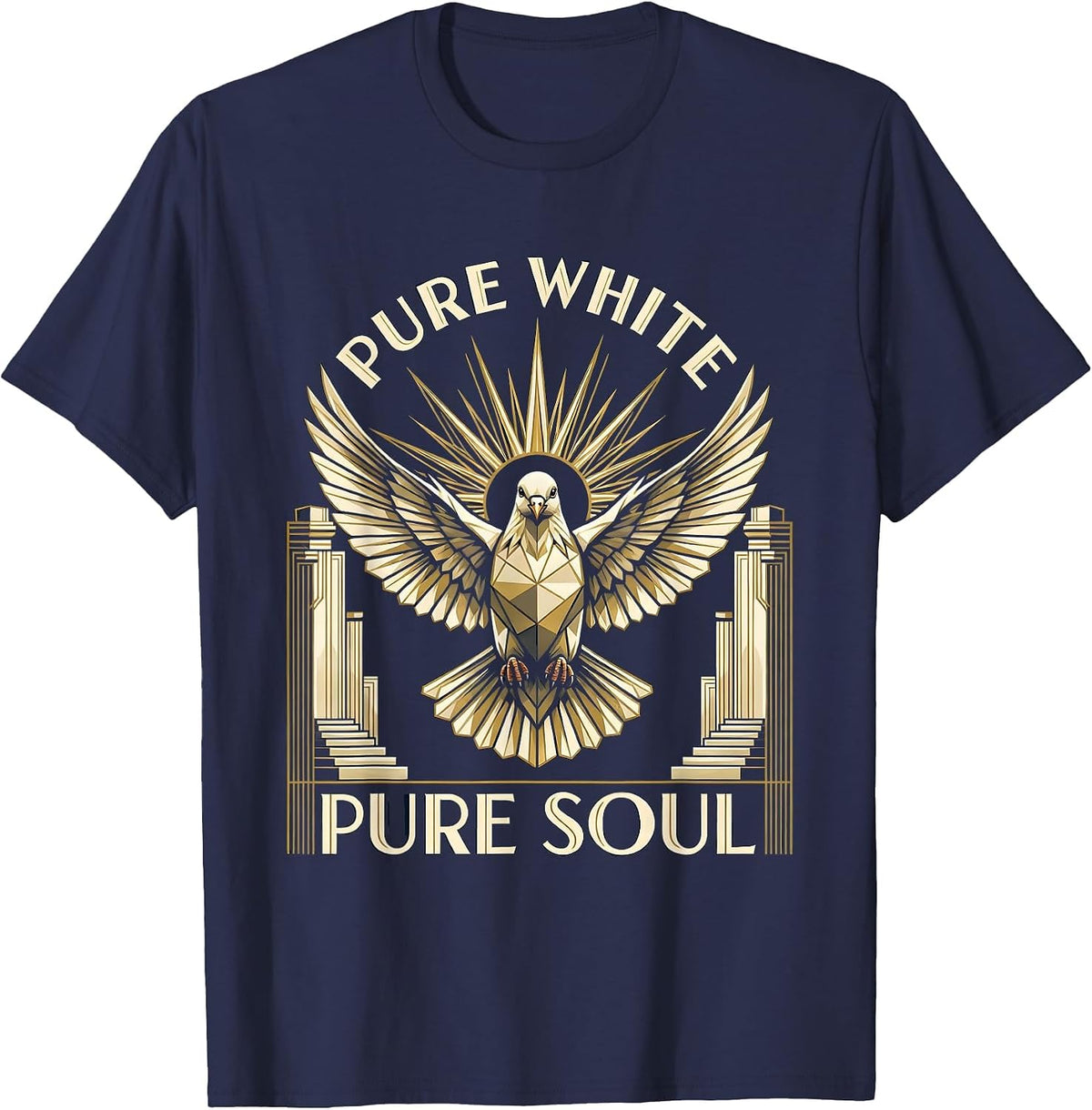 Pure White Pure Soul Freedom Graphic Design T-Shirt - Navy Blue