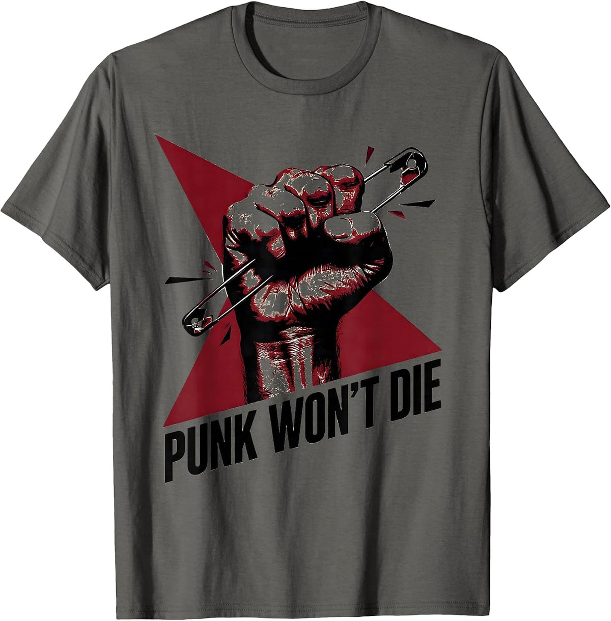 Punk Won't Die Constructivist Punk Rock Fan Retro T-Shirt - Asphalt Grey