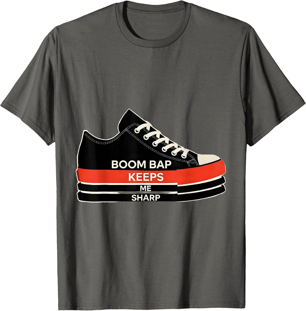 Boom Bap Keeps Me Sharp Vintage Rap Lyric Quote Hip-Hop T-Shirt - Asphalt Grey