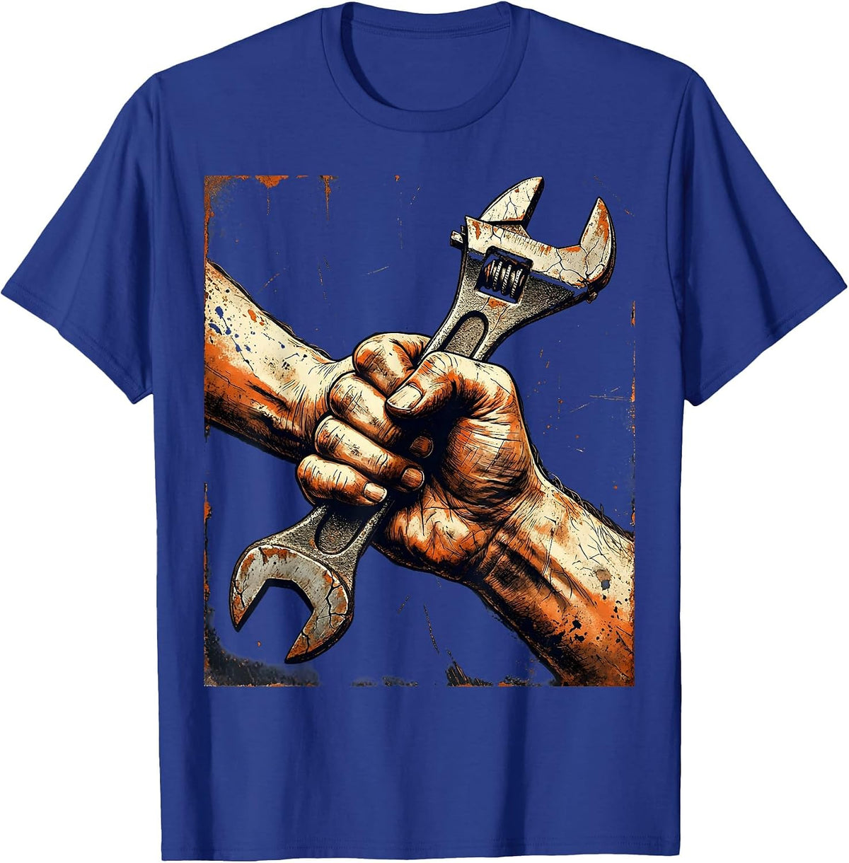 Labor Day Wrench Unity Graphic Design T-Shirt - Royal Blue