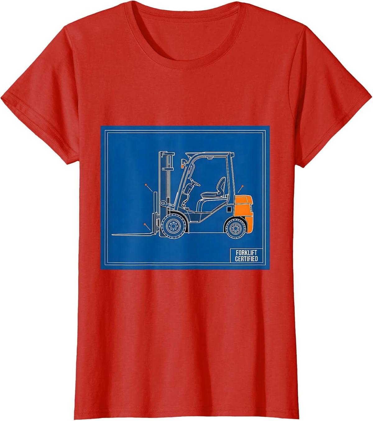 Forklift Certified Funny Construction Worker Heavy Equipment T-Shirt - Red