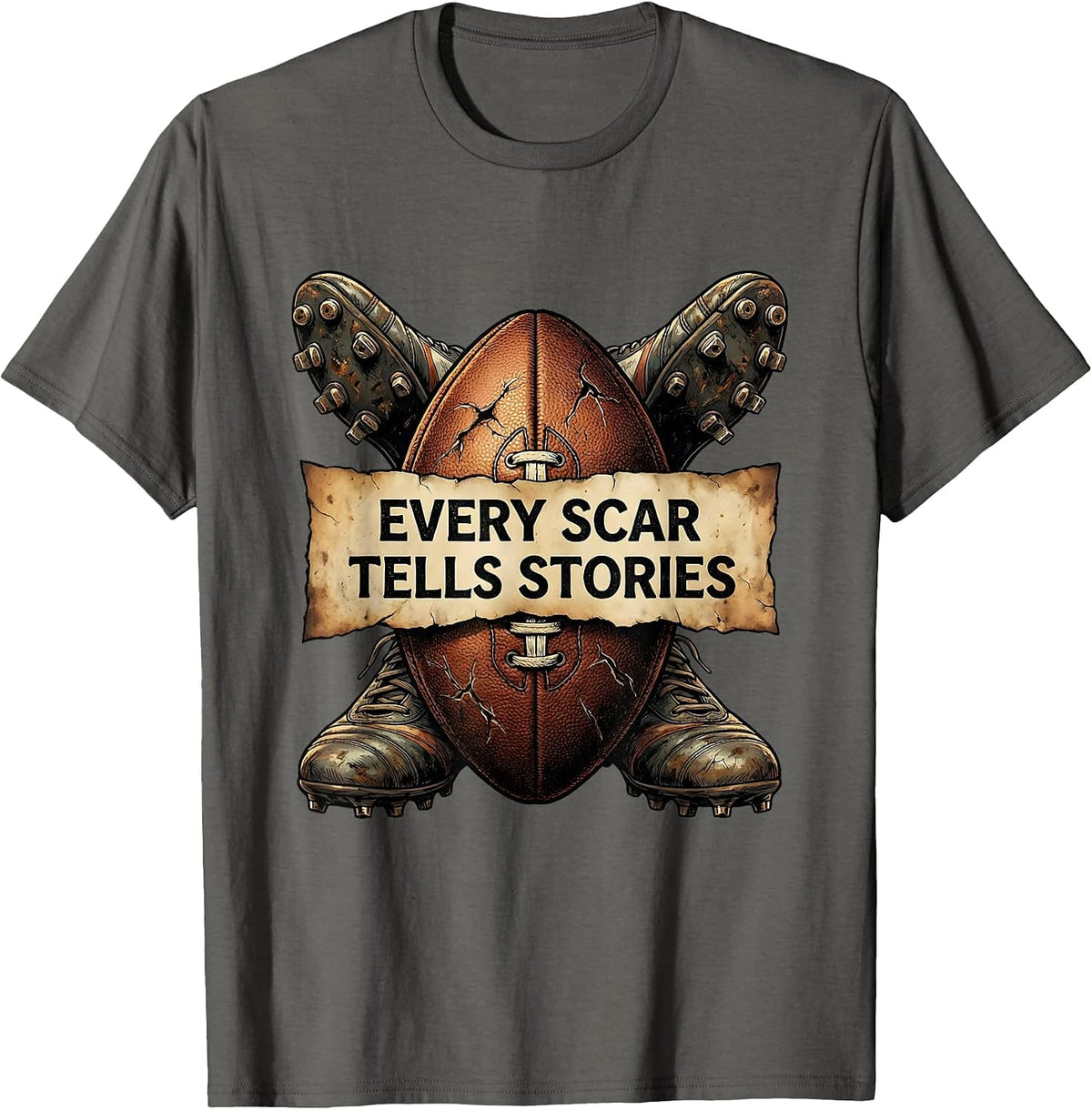 Every Scar Tells Stories Rugby Graphic Design T-Shirt - Asphalt Grey