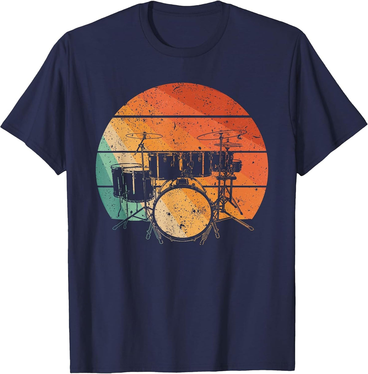 Cool Drummer Design for Men Women Drumming Drum Set Drummer T-Shirt - Navy Blue