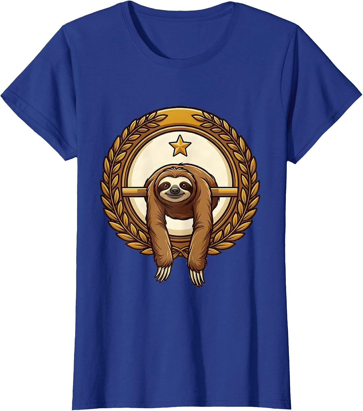 Women's Masked Sloth Chill Cartoon Humor Novelty T-Shirt - Royal Blue