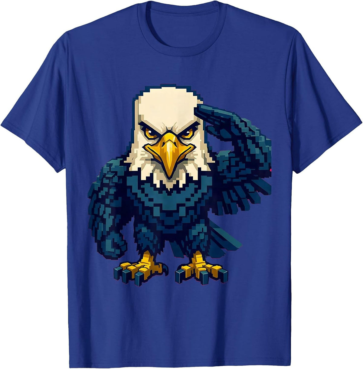 Bald Eagle Pixel Art Mascot Fan Pride Family T-Shirt - Royal Blue