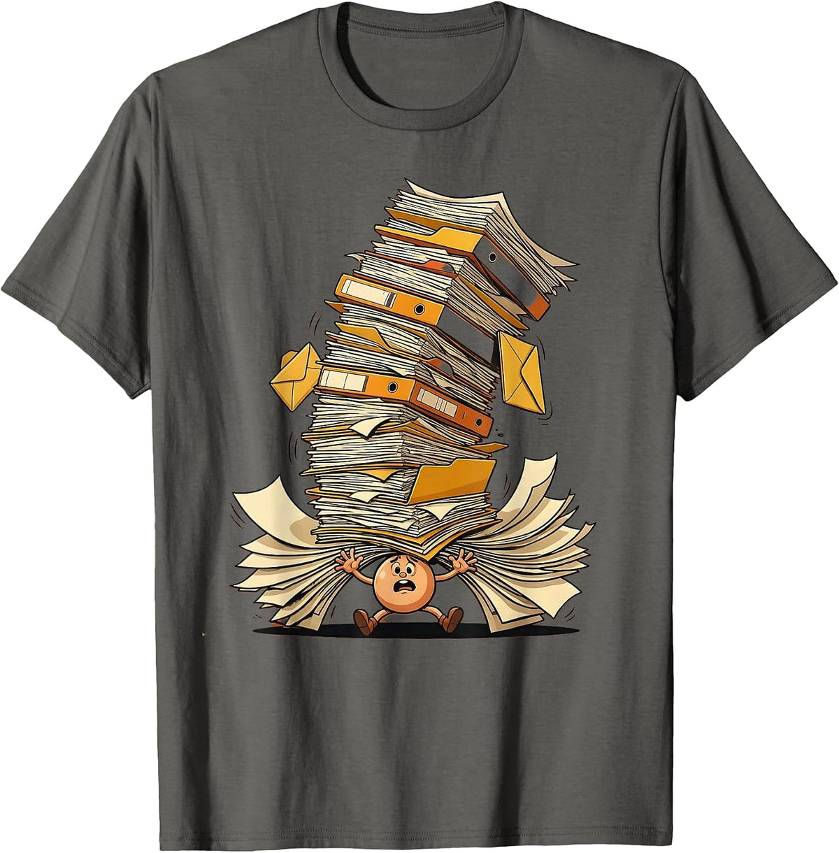 Labor Day Sarcasm Buried in Work Illustration T-Shirt - Asphalt Grey