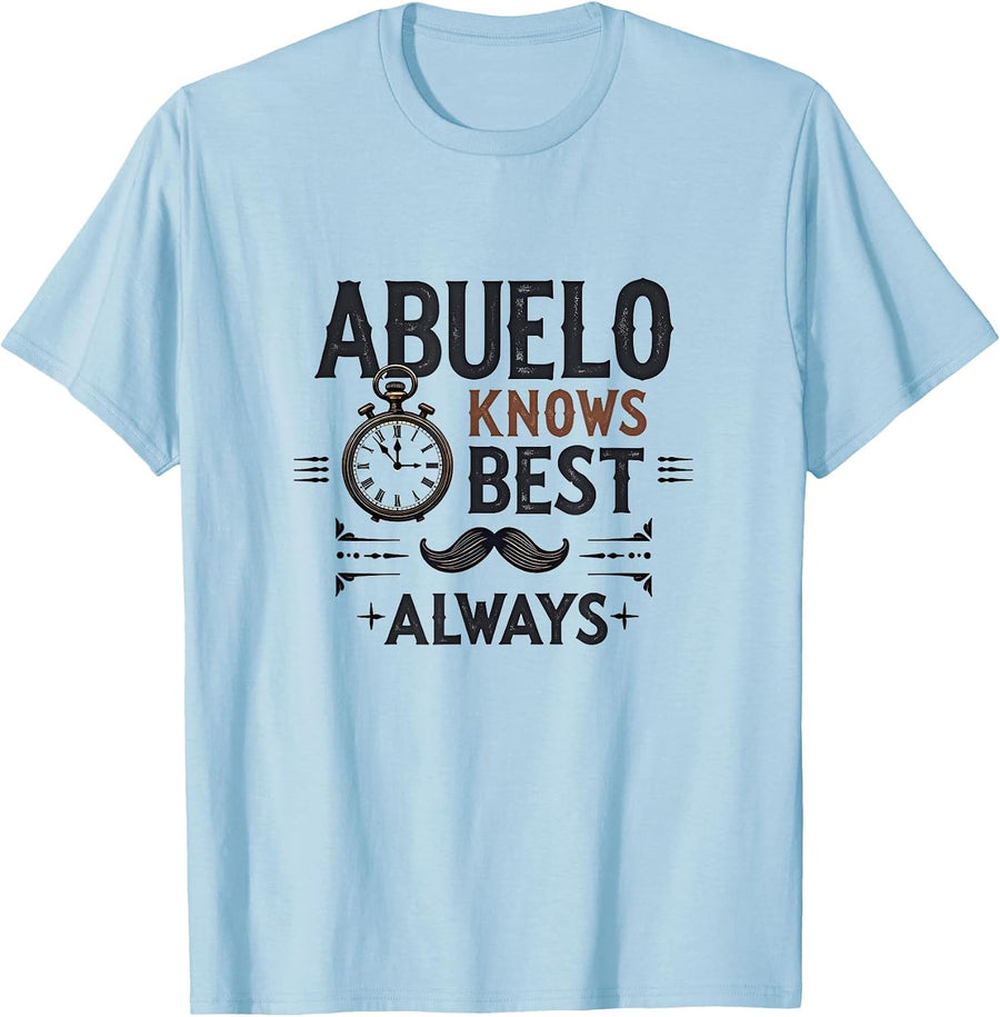 Abuelo Knows Best Always Family Design T-Shirt - Baby Blue