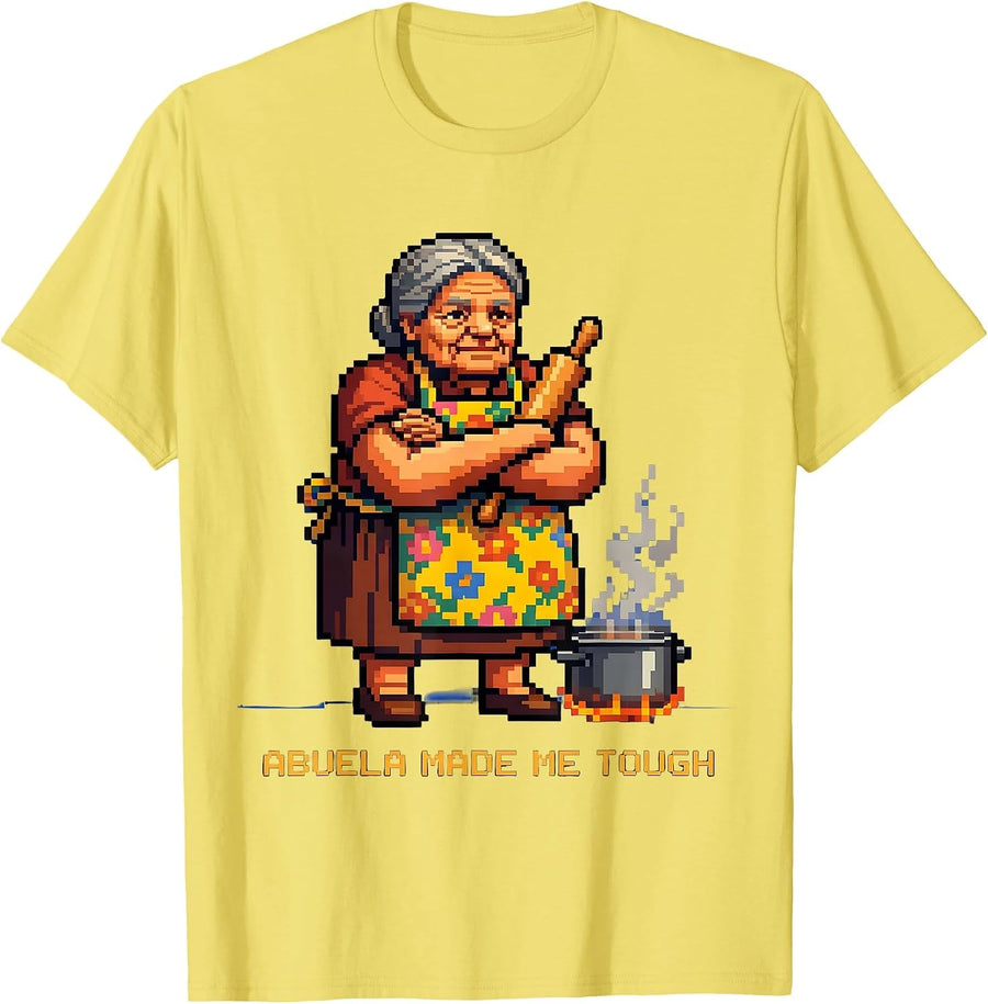 Men's Abuela Made Me Tough Latina Heritage Design T-Shirt - Lemon Yellow
